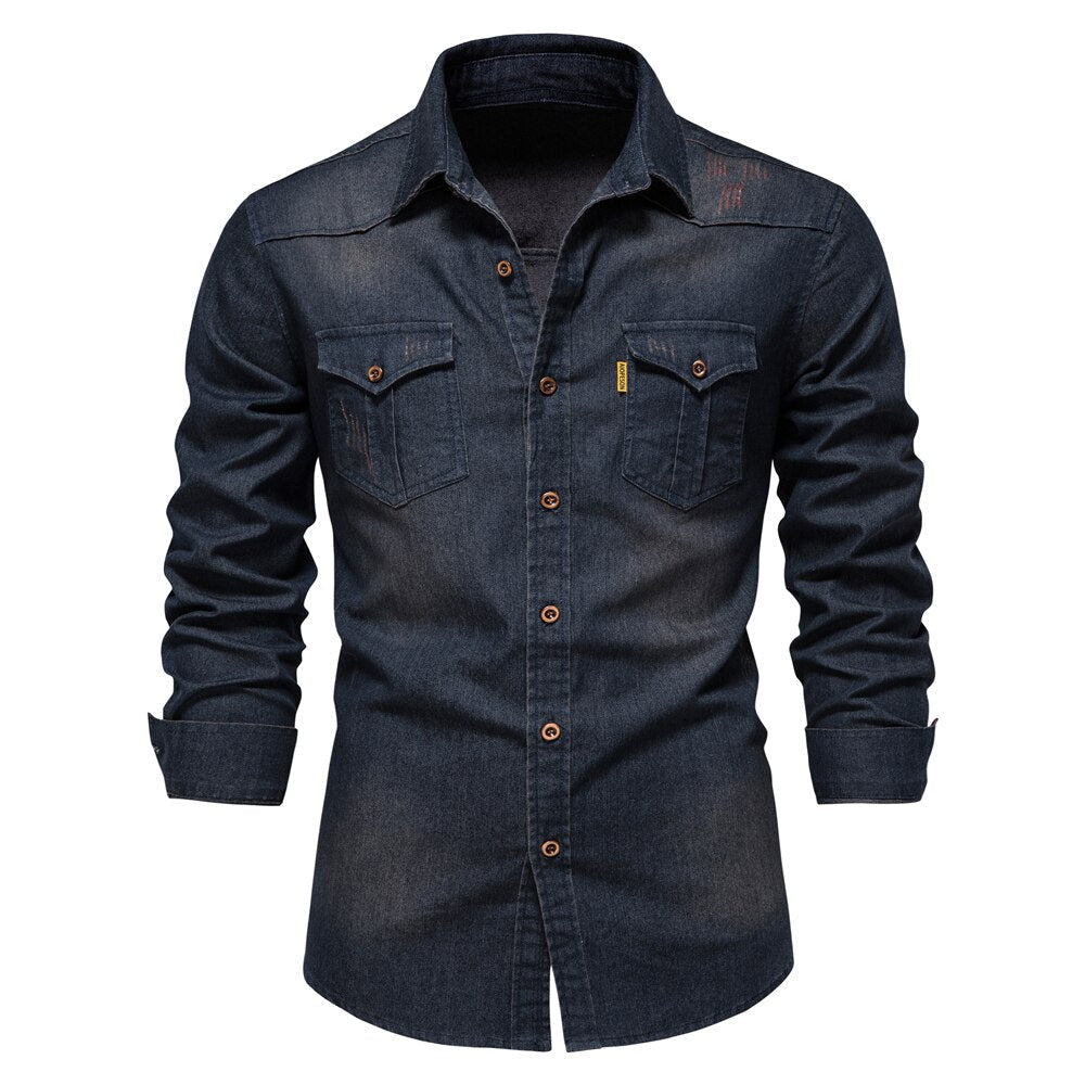 Classic Men's Denim Long Sleeve Shirt