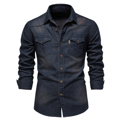 Classic Men's Denim Long Sleeve Shirt