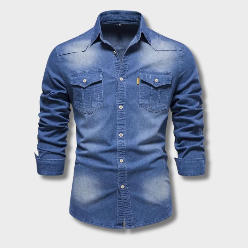 Classic Men's Denim Long Sleeve Shirt - OutfitLondon