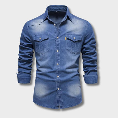 Classic Men's Denim Long Sleeve Shirt - OutfitLondon