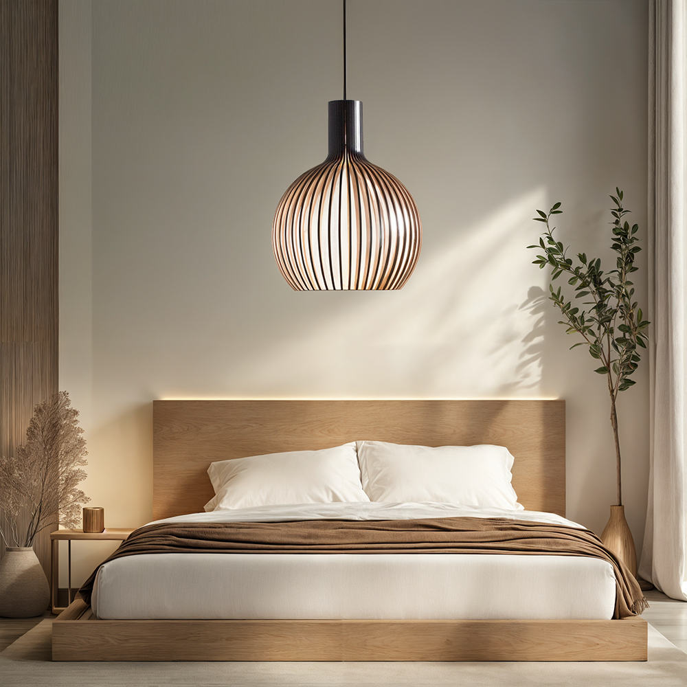 Rural Style Wood Pendant Light with Adjustable Cord