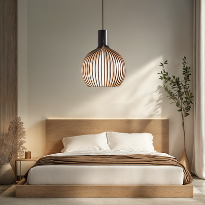 Rural Style Wood Pendant Light with Adjustable Cord