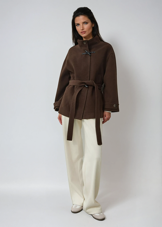 Warm Women's Belted Winter Coat - OutfitLondon