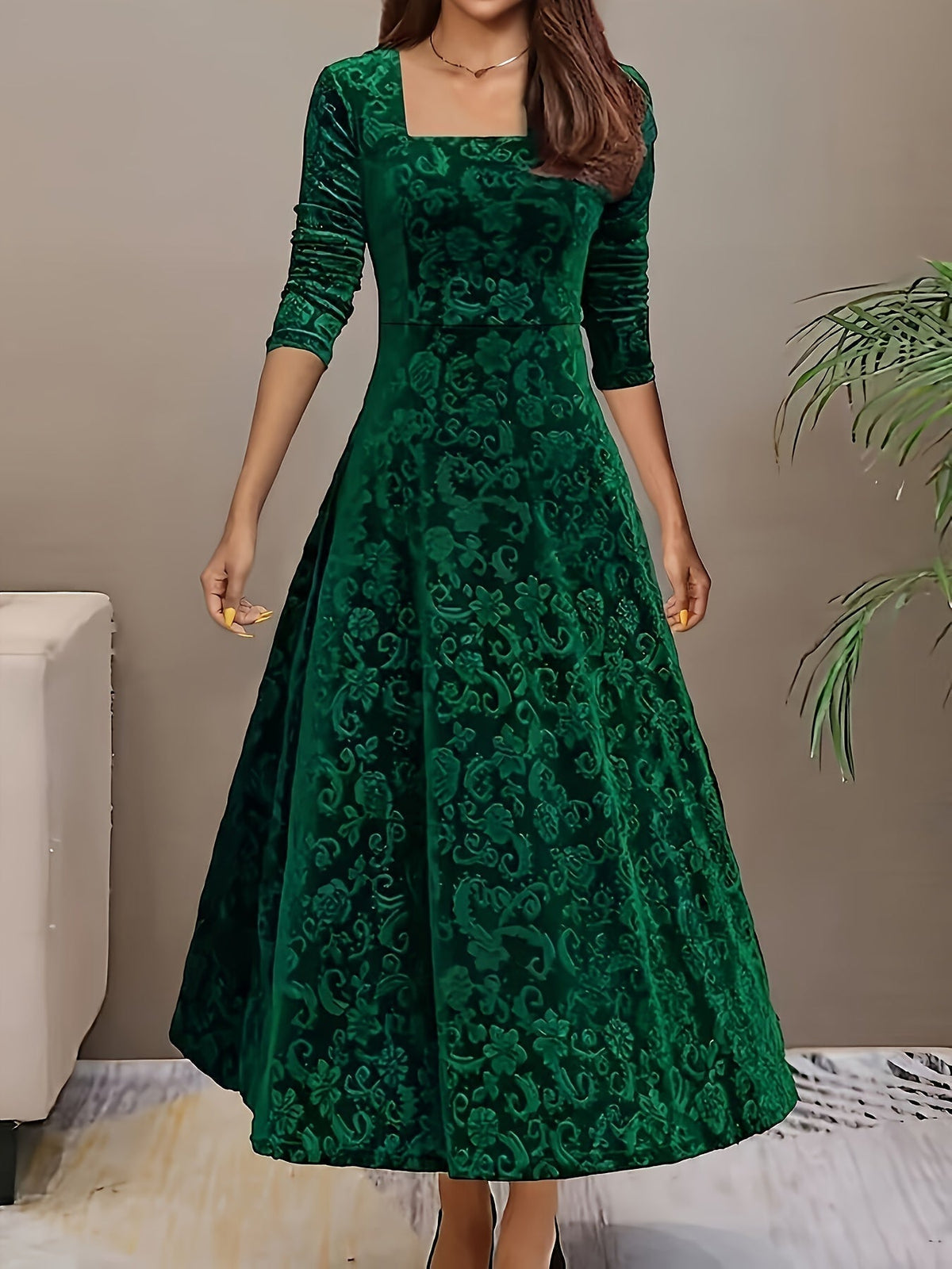 Casual Floral Print Mid Length Dress