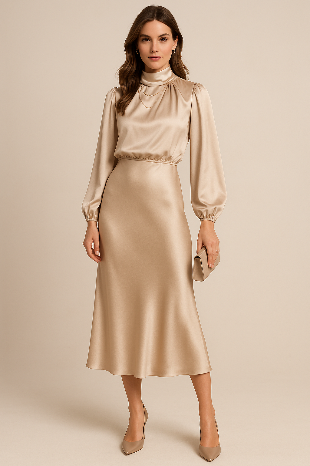 Luxury High Waisted Silk Women's Dress - OutfitLondon