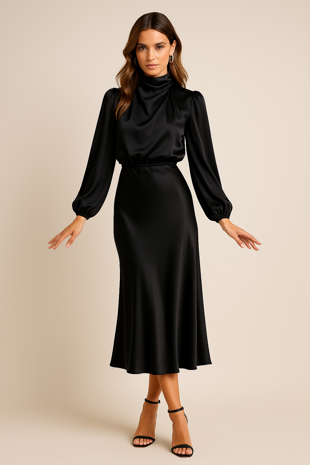 Luxury High Waisted Silk Women's Dress