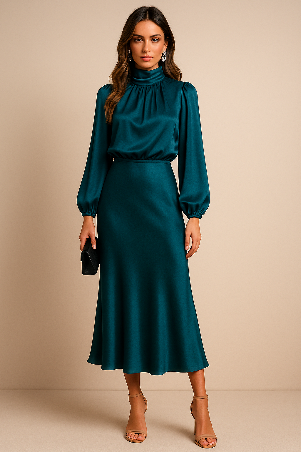 Luxury High Waisted Silk Women's Dress