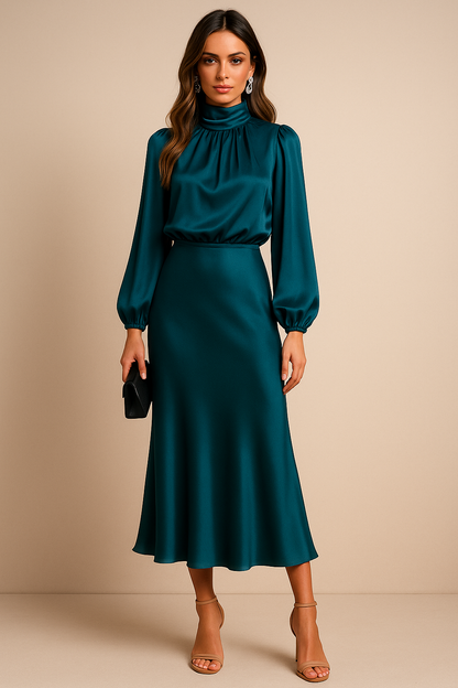 Luxury High Waisted Silk Women's Dress