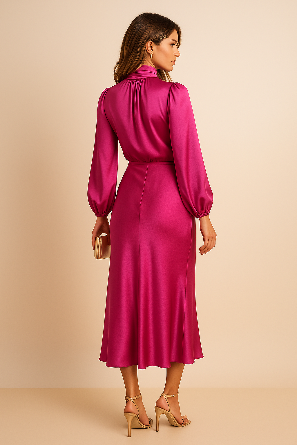 Luxury High Waisted Silk Women's Dress