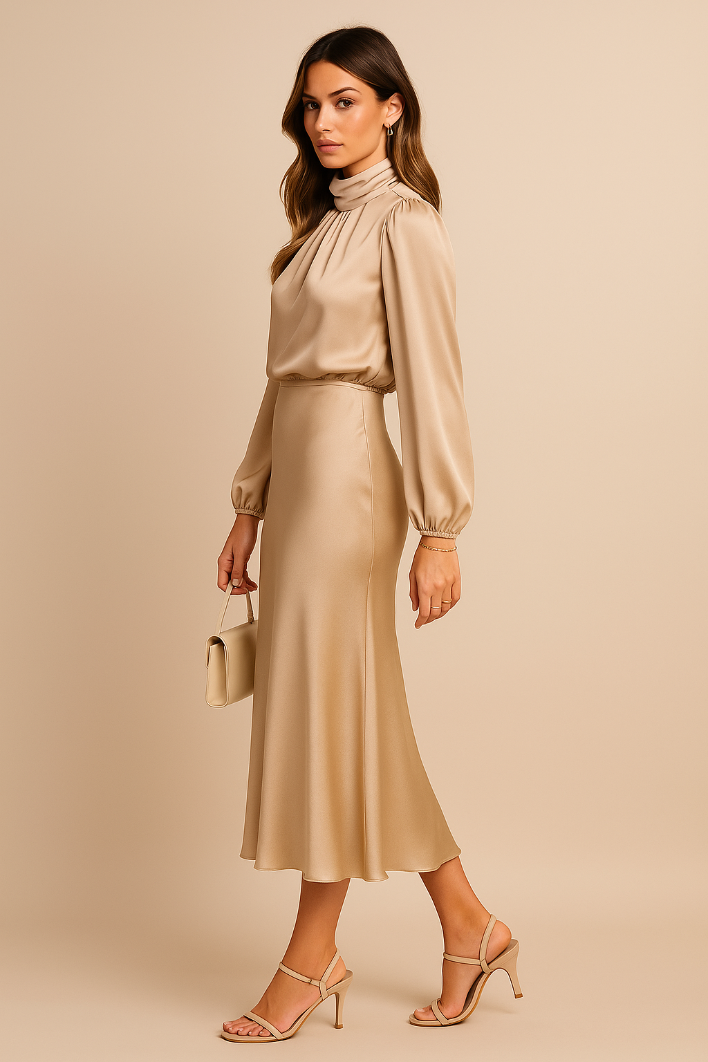 Luxury High Waisted Silk Women's Dress
