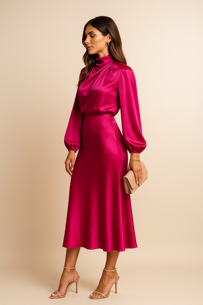 Luxury High Waisted Silk Women's Dress