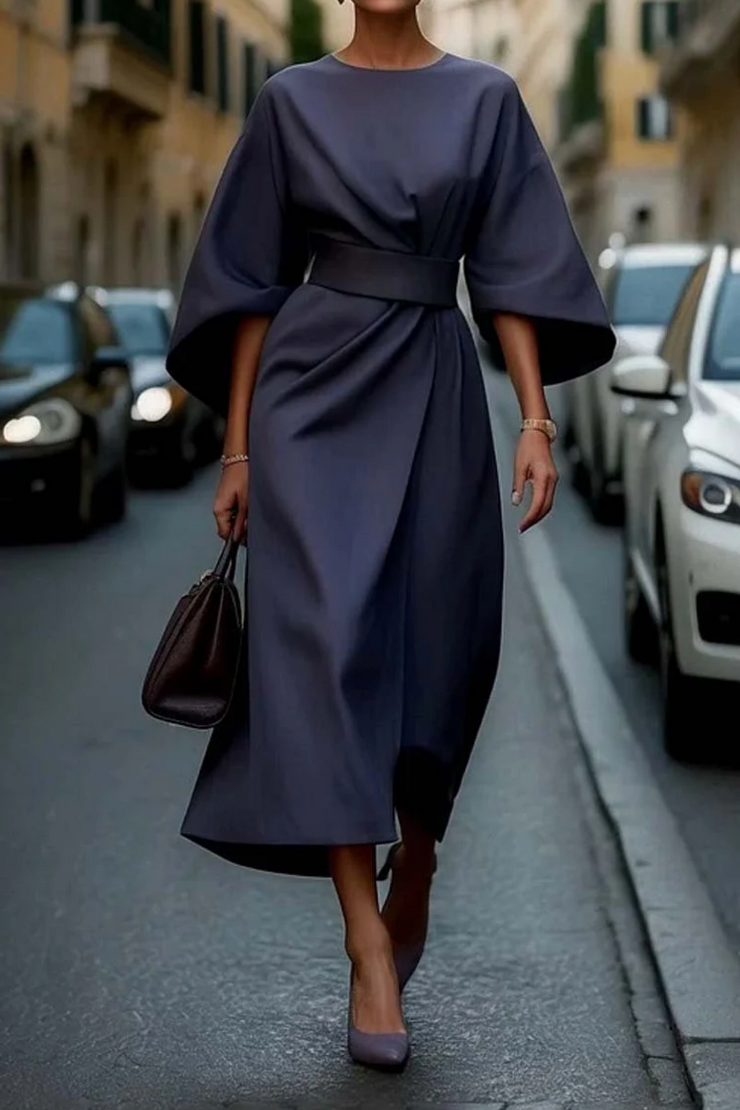 Elegant Floral Waist Dress for Women - OutfitLondon