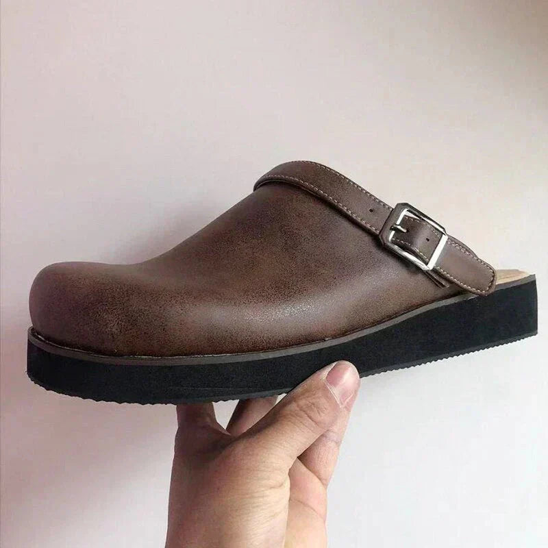 Comfortable Women's Leather Mule Shoes