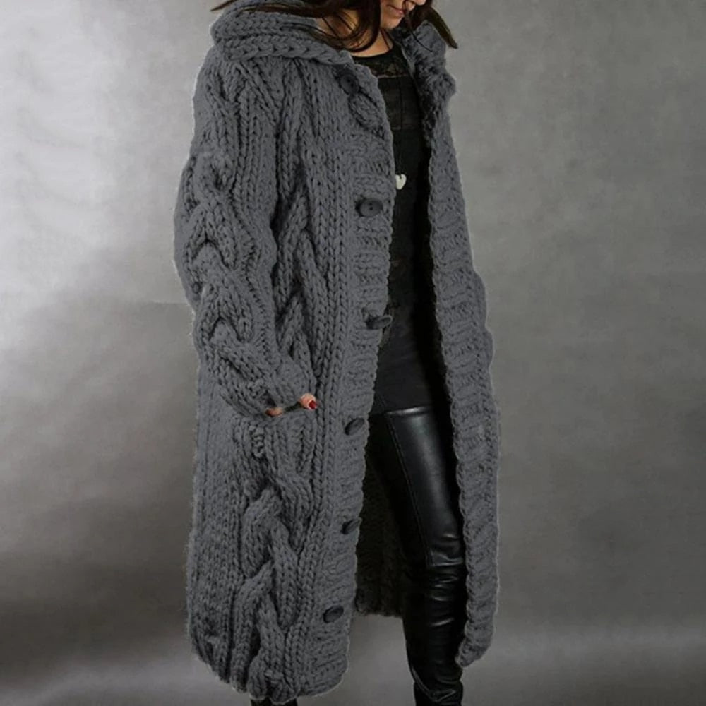 Soft Women's Big Cable Knit Cardigan Sweater
