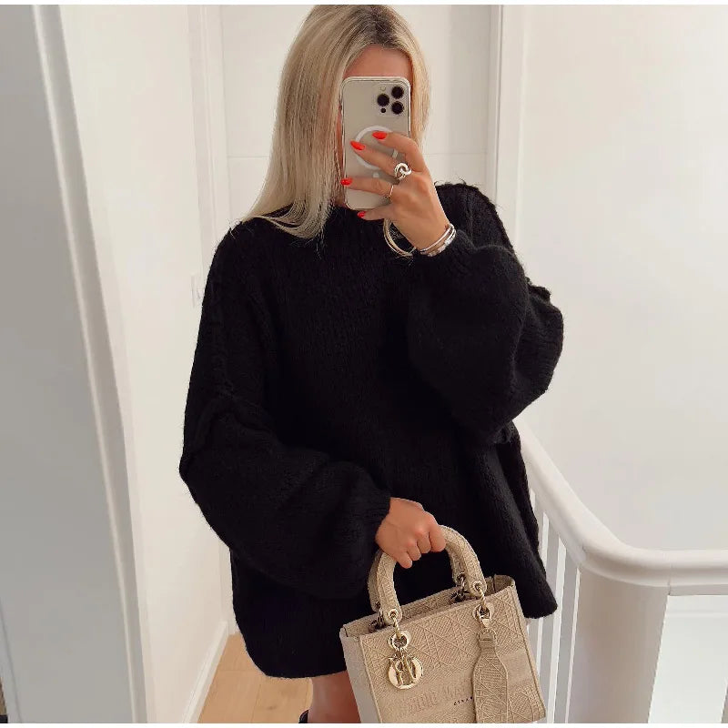 Cozy Women's Chunky Knit Pullover Sweater - OutfitLondon