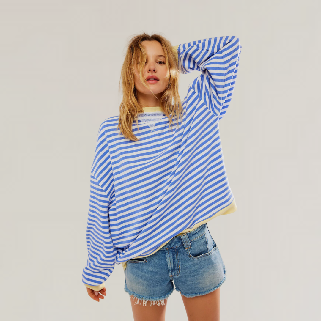 Casual Fit Women's Horizontal Stripe Jumper - OutfitLondon