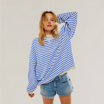 Casual Fit Women's Horizontal Stripe Jumper - OutfitLondon