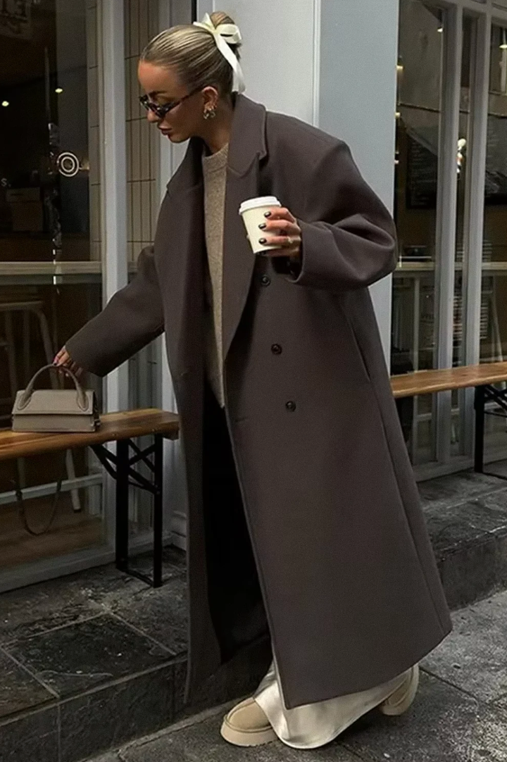 Warm Women's Large Wool Winter Coat - OutfitLondon
