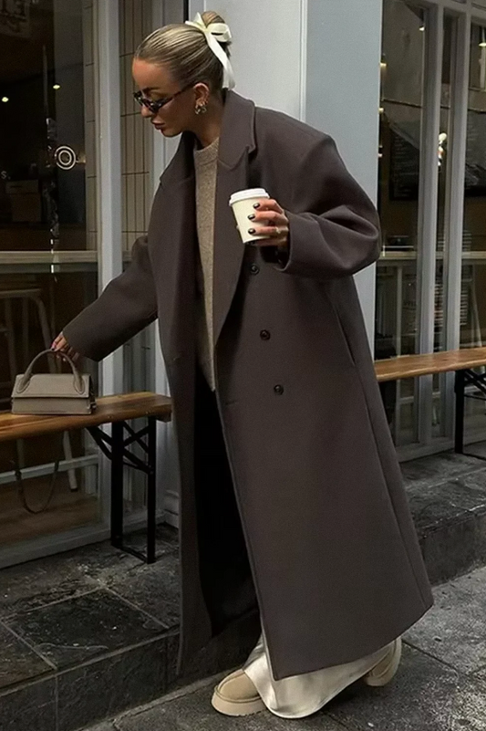 Warm Women's Large Wool Winter Coat - OutfitLondon
