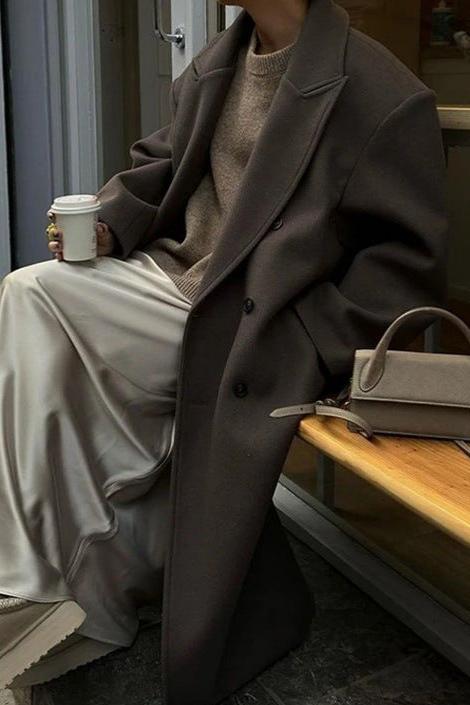 Warm Women's Large Wool Winter Coat
