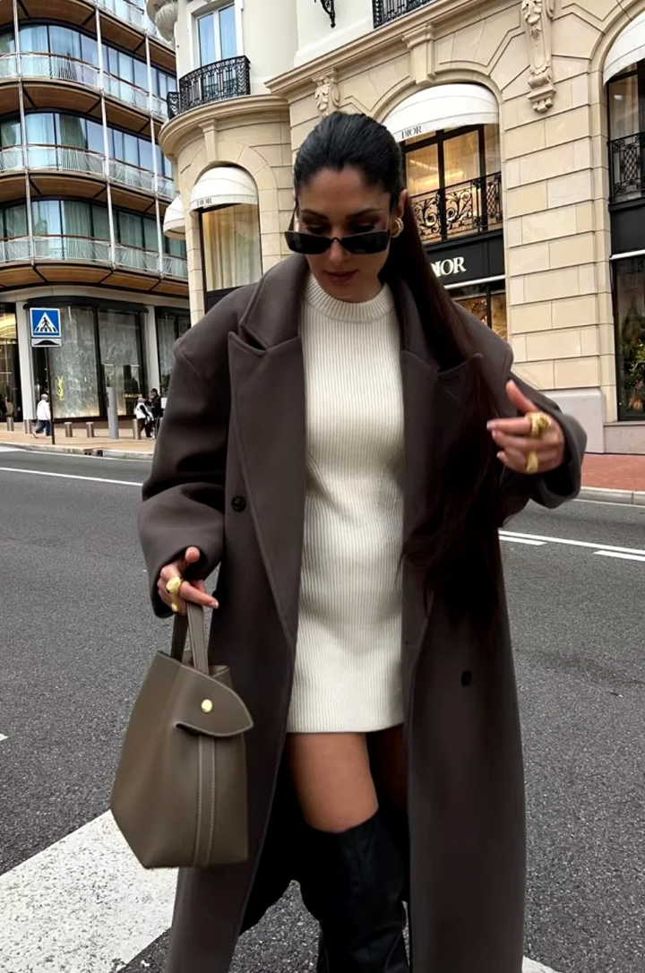 Warm Women's Large Wool Winter Coat