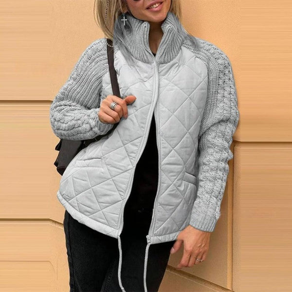 Colorful Women's Patchwork Sweater Jacket - OutfitLondon