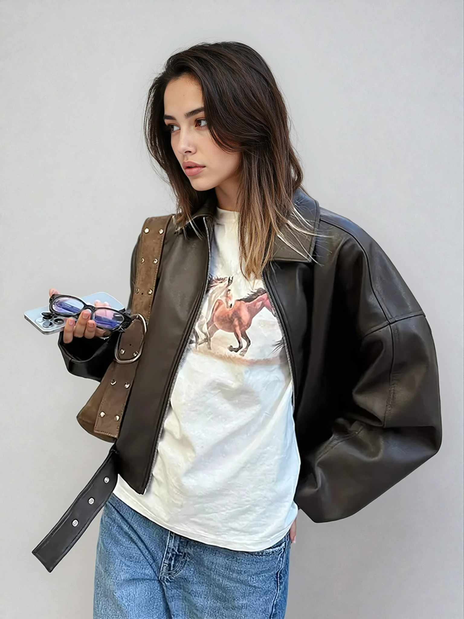 Classic Women's Faux Leather Biker Jacket - OutfitLondon