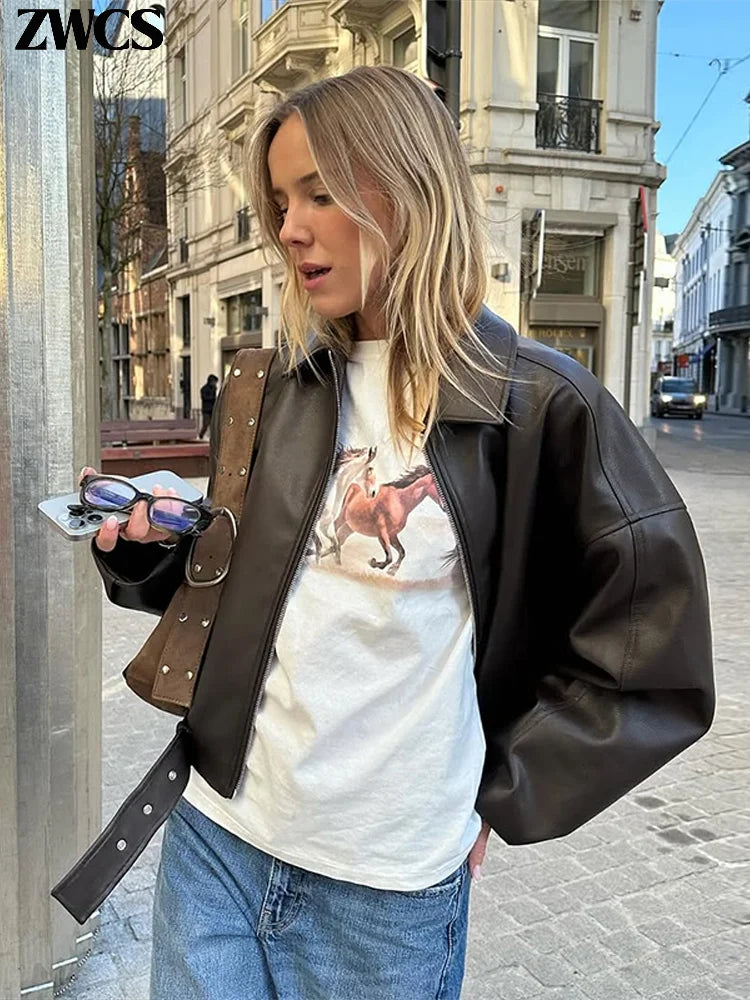 Classic Women's Faux Leather Biker Jacket