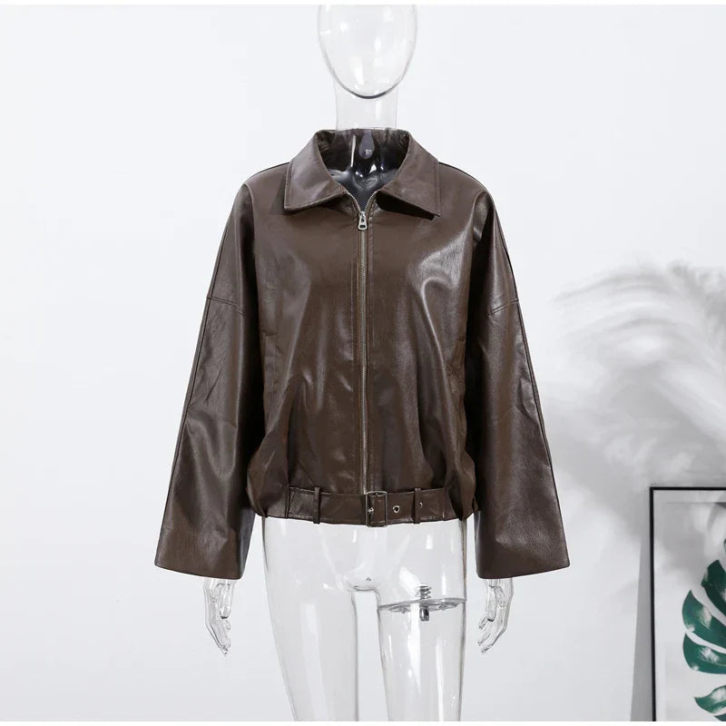Classic Women's Faux Leather Biker Jacket