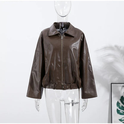 Classic Women's Faux Leather Biker Jacket