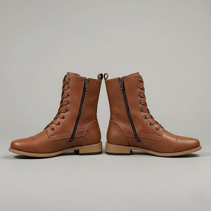 Ladies Low Heel Ankle Boots with Zipper Closure