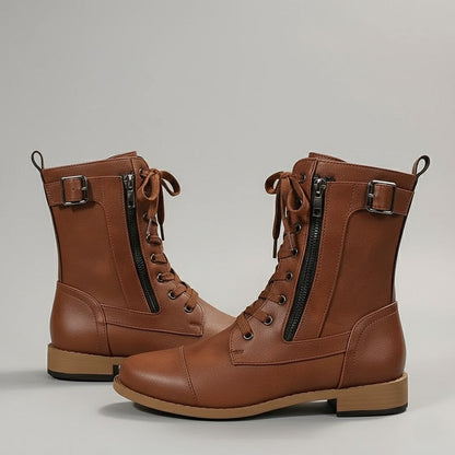 Ladies Low Heel Ankle Boots with Zipper Closure