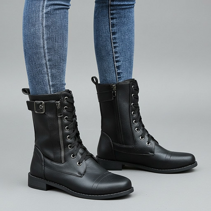 Ladies Low Heel Ankle Boots with Zipper Closure