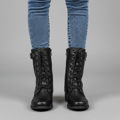 Ladies Low Heel Ankle Boots with Zipper Closure