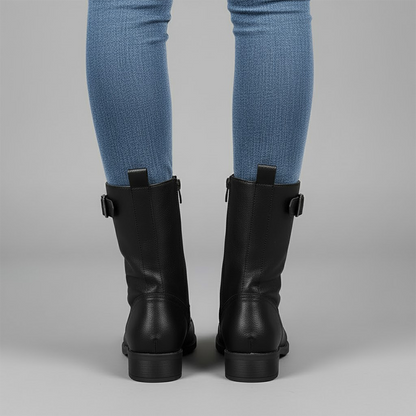 Ladies Low Heel Ankle Boots with Zipper Closure