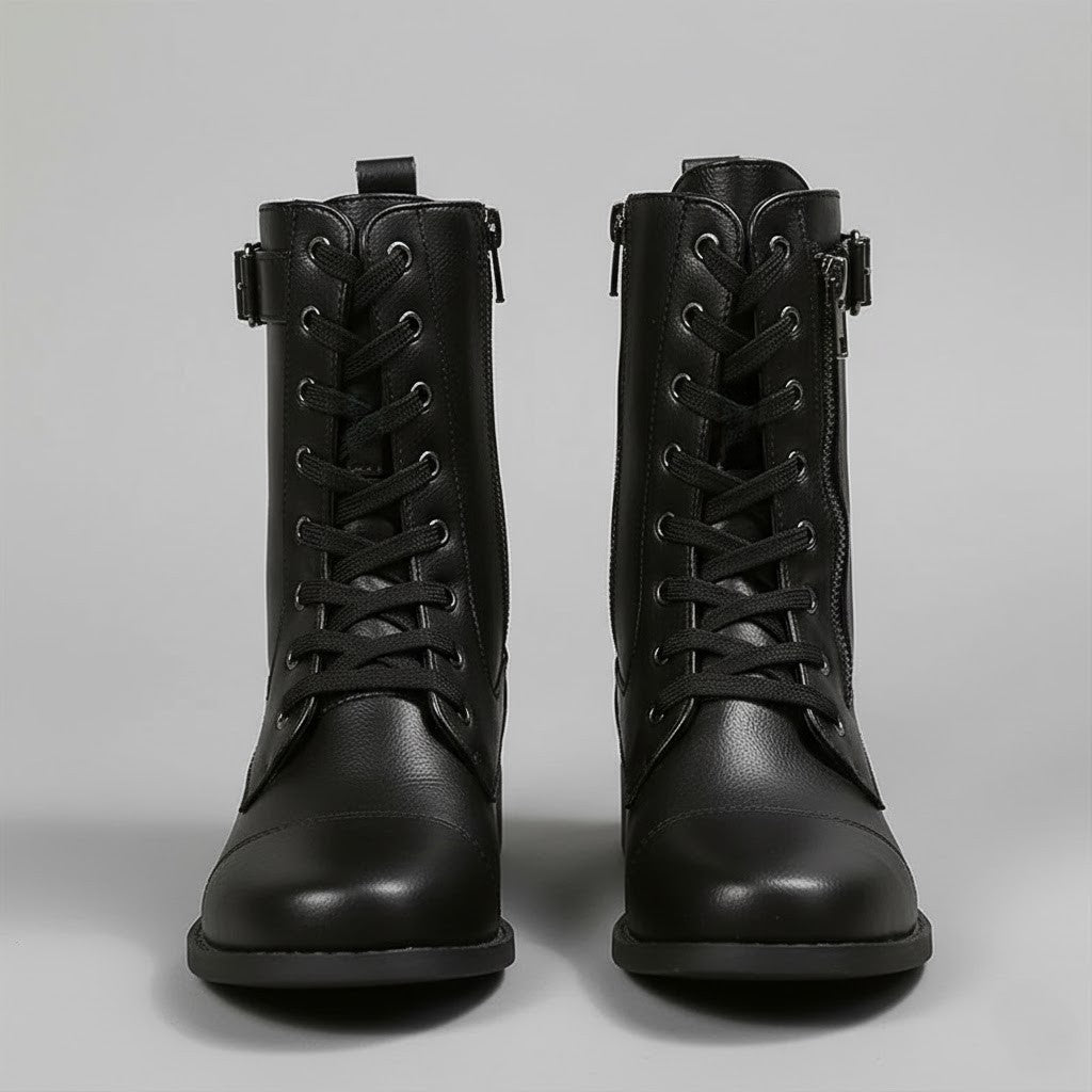 Ladies Low Heel Ankle Boots with Zipper Closure