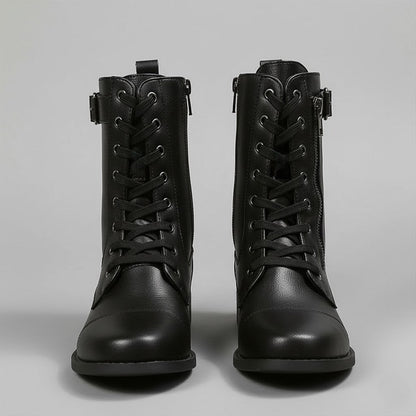Ladies Low Heel Ankle Boots with Zipper Closure