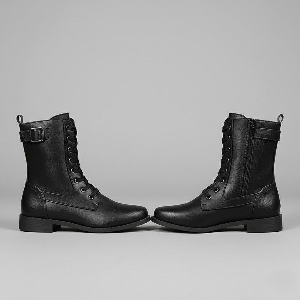 Ladies Low Heel Ankle Boots with Zipper Closure