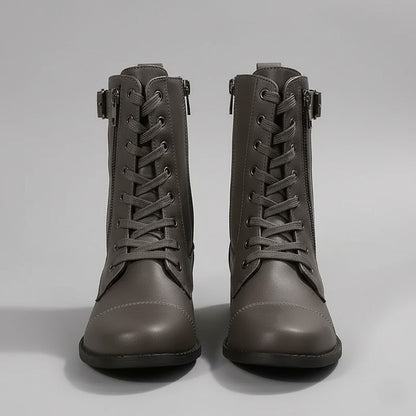 Ladies Low Heel Ankle Boots with Zipper Closure