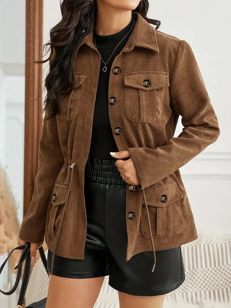 Warm Brown Corduroy Women's Jacket