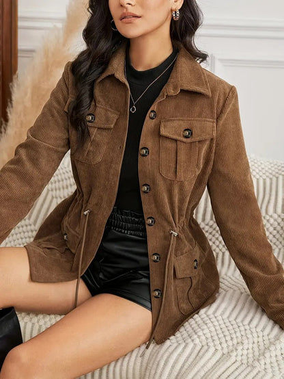 Warm Brown Corduroy Women's Jacket