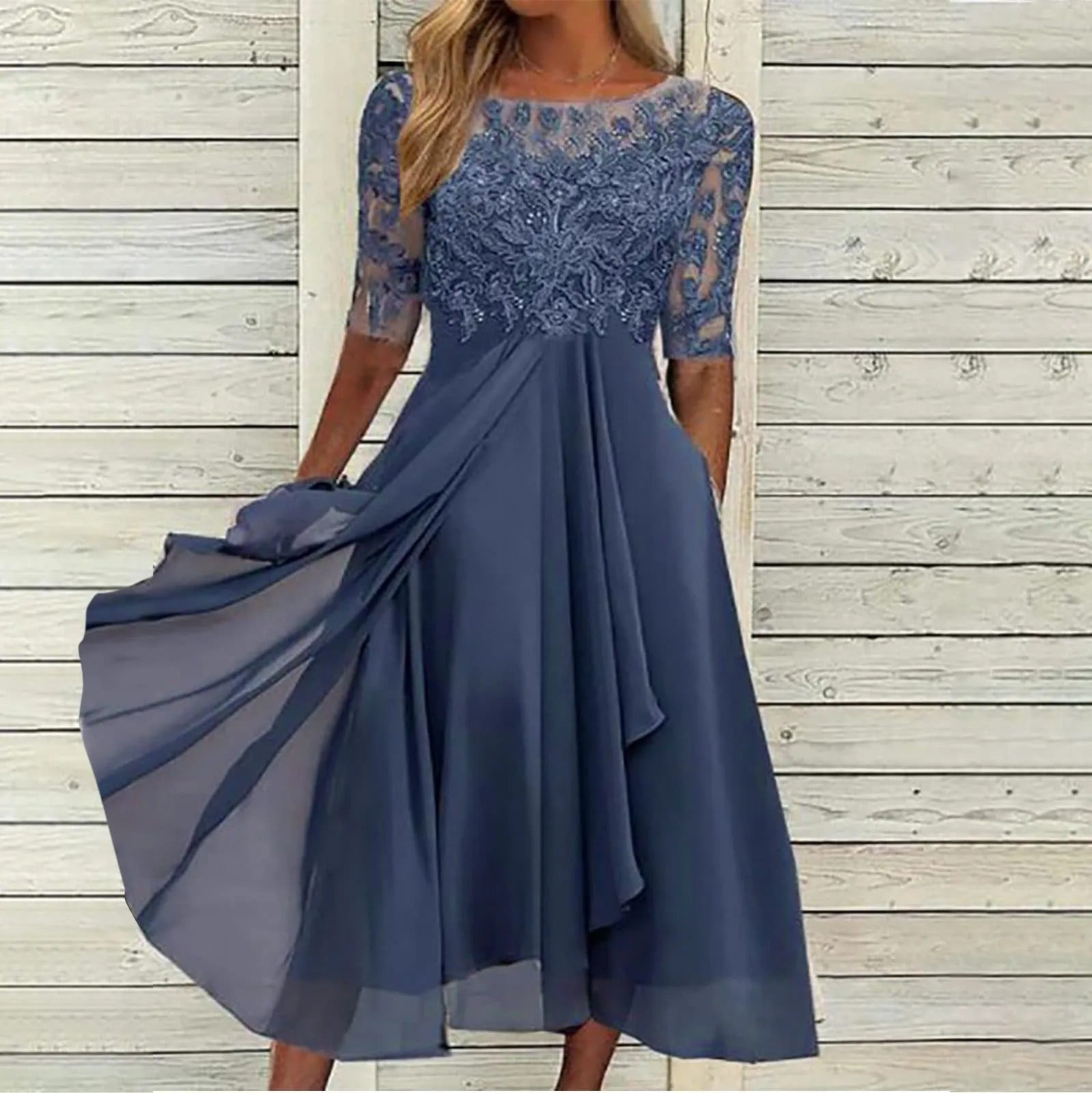 Elegant Floral Midi Dress for Women - OutfitLondon