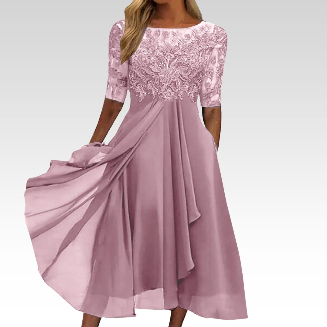 Elegant Floral Midi Dress for Women