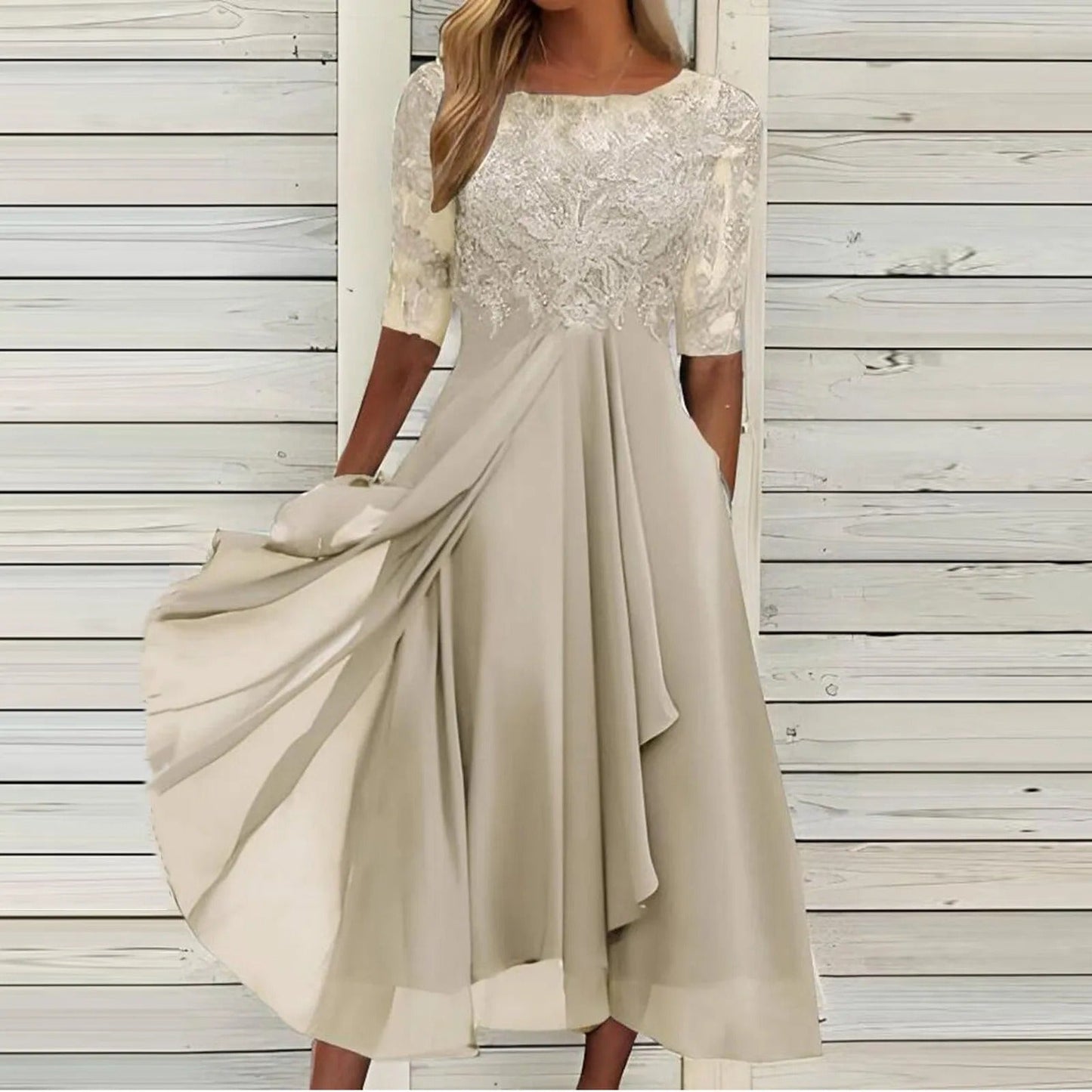 Elegant Floral Midi Dress for Women