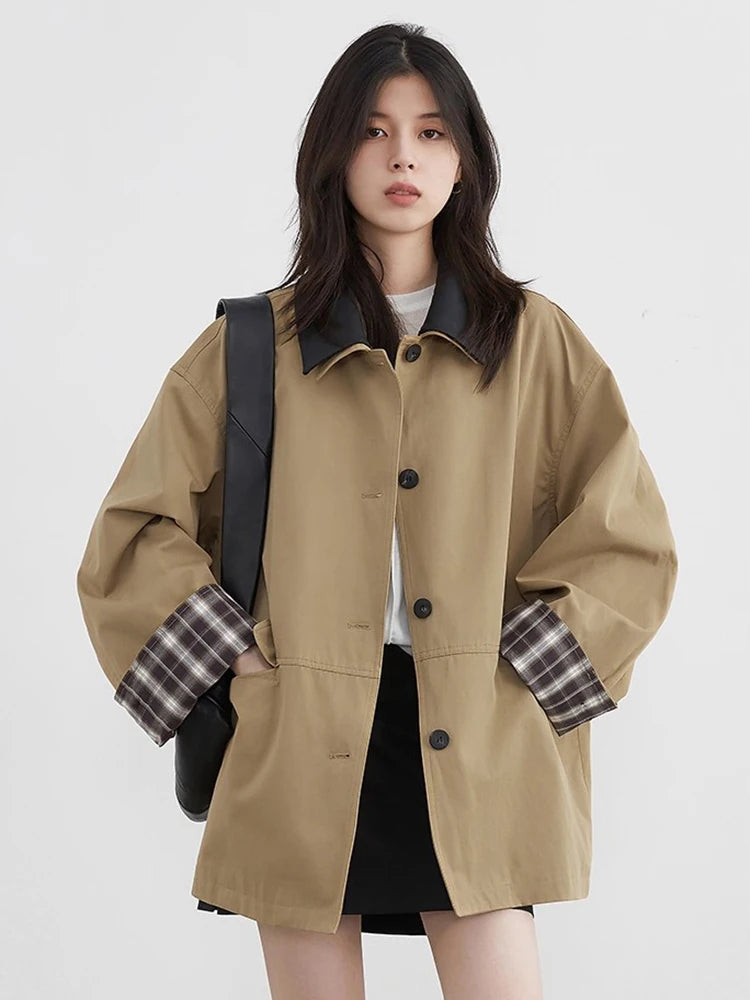 Fashionable Contrast Trim Blazer Jacket - OutfitLondon