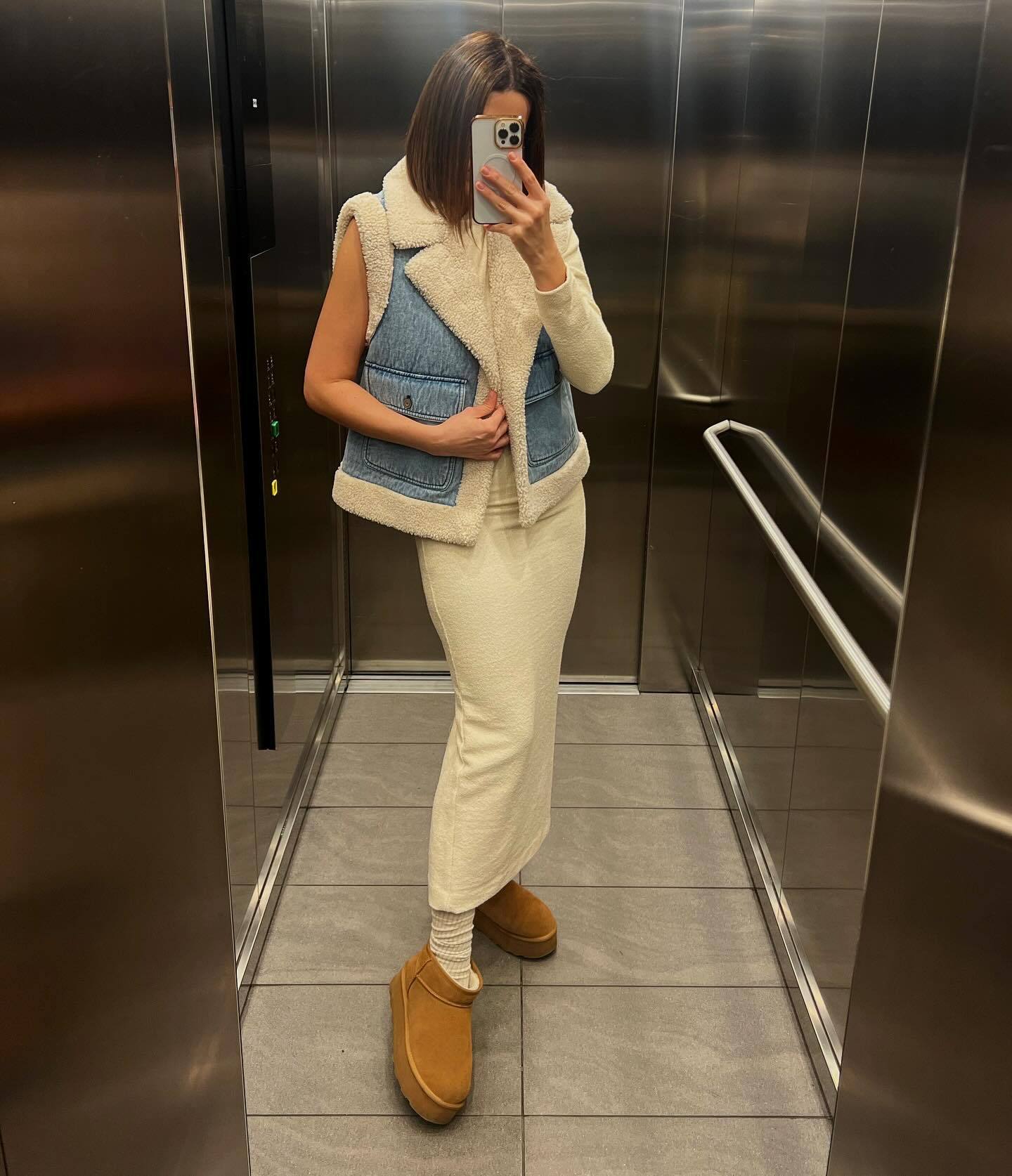 Warm Faux Shearling Denim Jacket