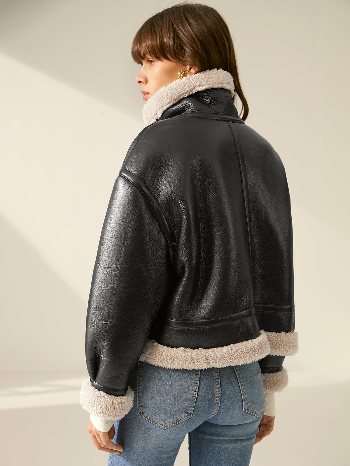 Warm Fleece Lined Women's Leather Coat