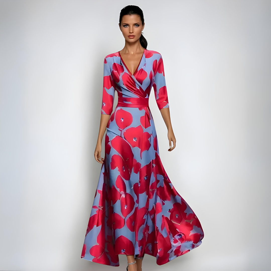 Casual Floral V-neck Summer Dress - OutfitLondon