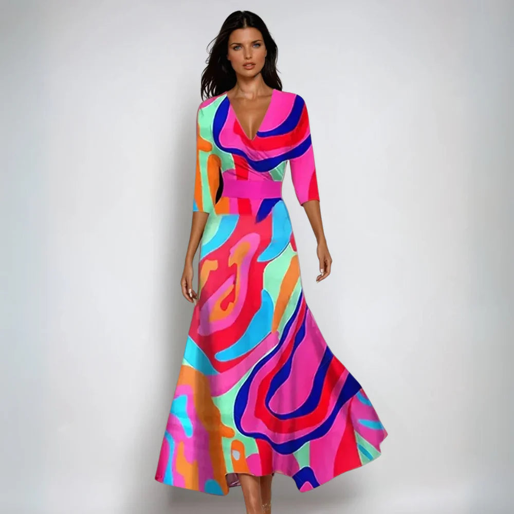 Casual Floral V-neck Summer Dress