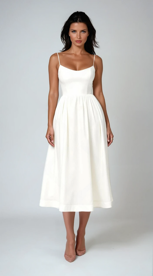 Elegant Casual Mid Length Dress - OutfitLondon